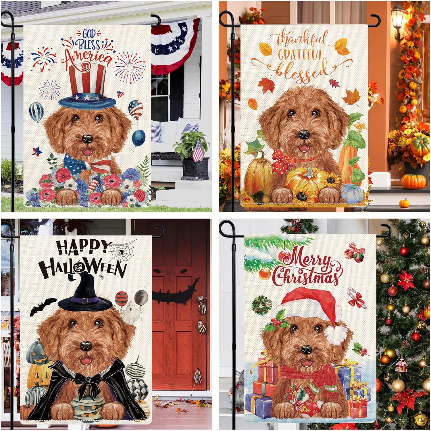 Golden Doodle Garden Flags for Outside Set of 12, Dog Welcome Seasonal Garden Flags 12x18 Double Sided for All Seasons and Holidays, Spring Yard Lawn Flag for Outdoor Decor, Goldendoodle Gifts - Image 5