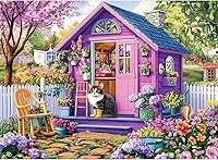 WSCXSC 300 Piece Spring Garden Cat Jigsaw Puzzle for Adults & Kids 8-12 - Family Activity, Home Decor Gift 20.5x15in