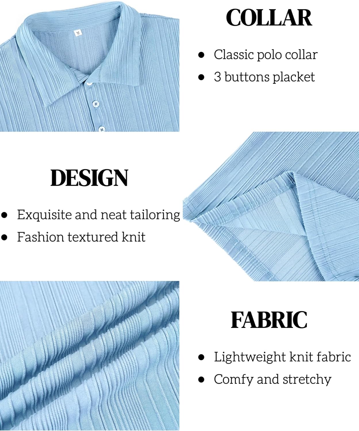 Rela Bota Mens Knit Polo Shirts Long Sleeve Fashion Textured Sweaters Casual Thermal Stretchy Collared Dress Golf Shirt - Image 5