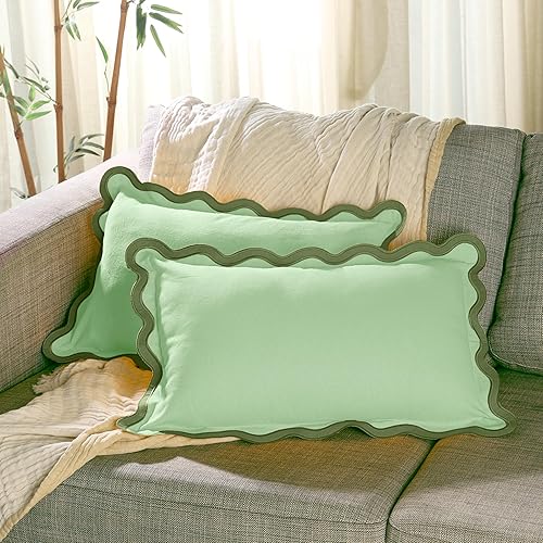 Folkulture Fundas de almohada para sofá, almohadas lumbares de 12 x 20 pulgadas para sala de estar, 100% algodón, estilo bohemio, fundas de almohada