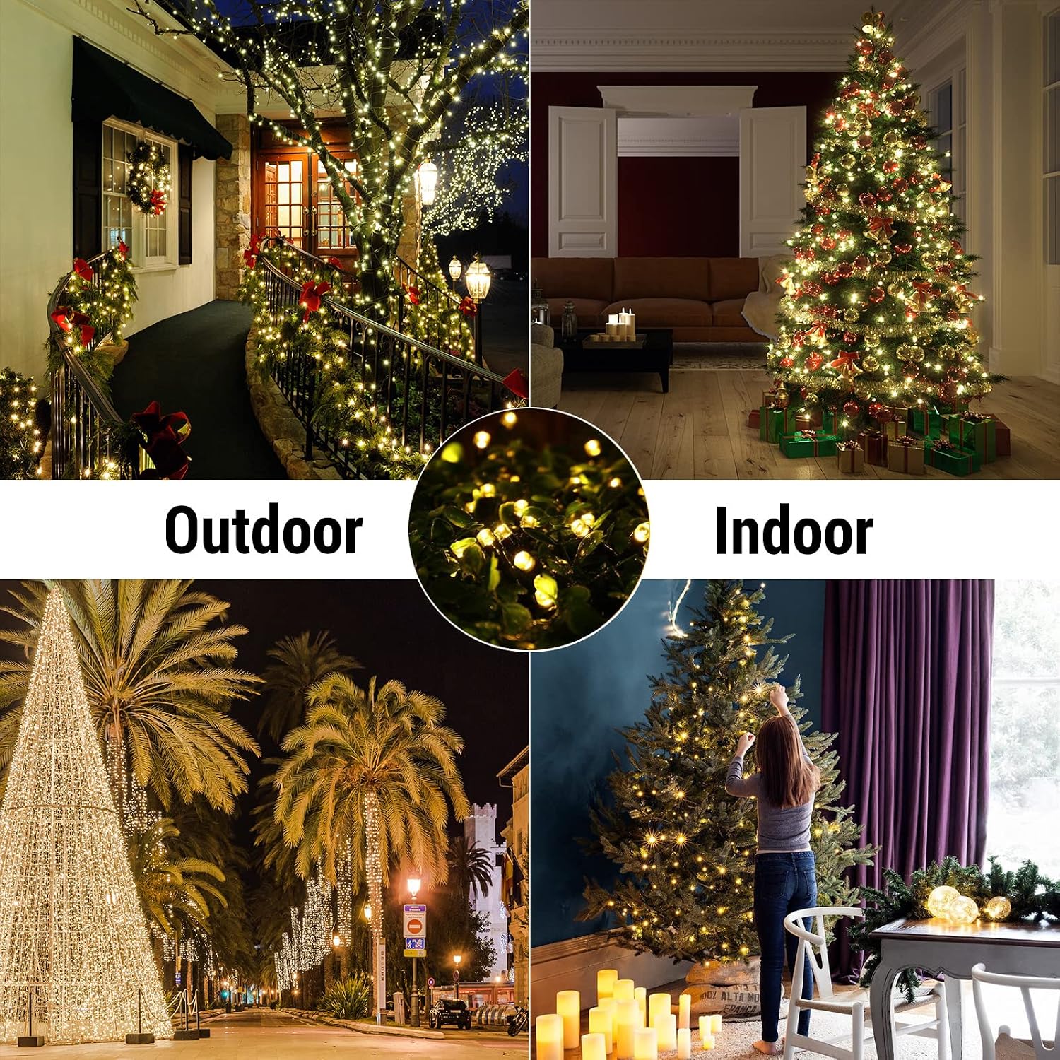 Warm White Christmas Solar String Lights 72Ft 200 LED 8 Flashing Modes with Timer Solar Fairy Lights Outdoor Waterproof Twinkle Lights for Decoration Fence Tree Shrubs Garden Yard Patio Party