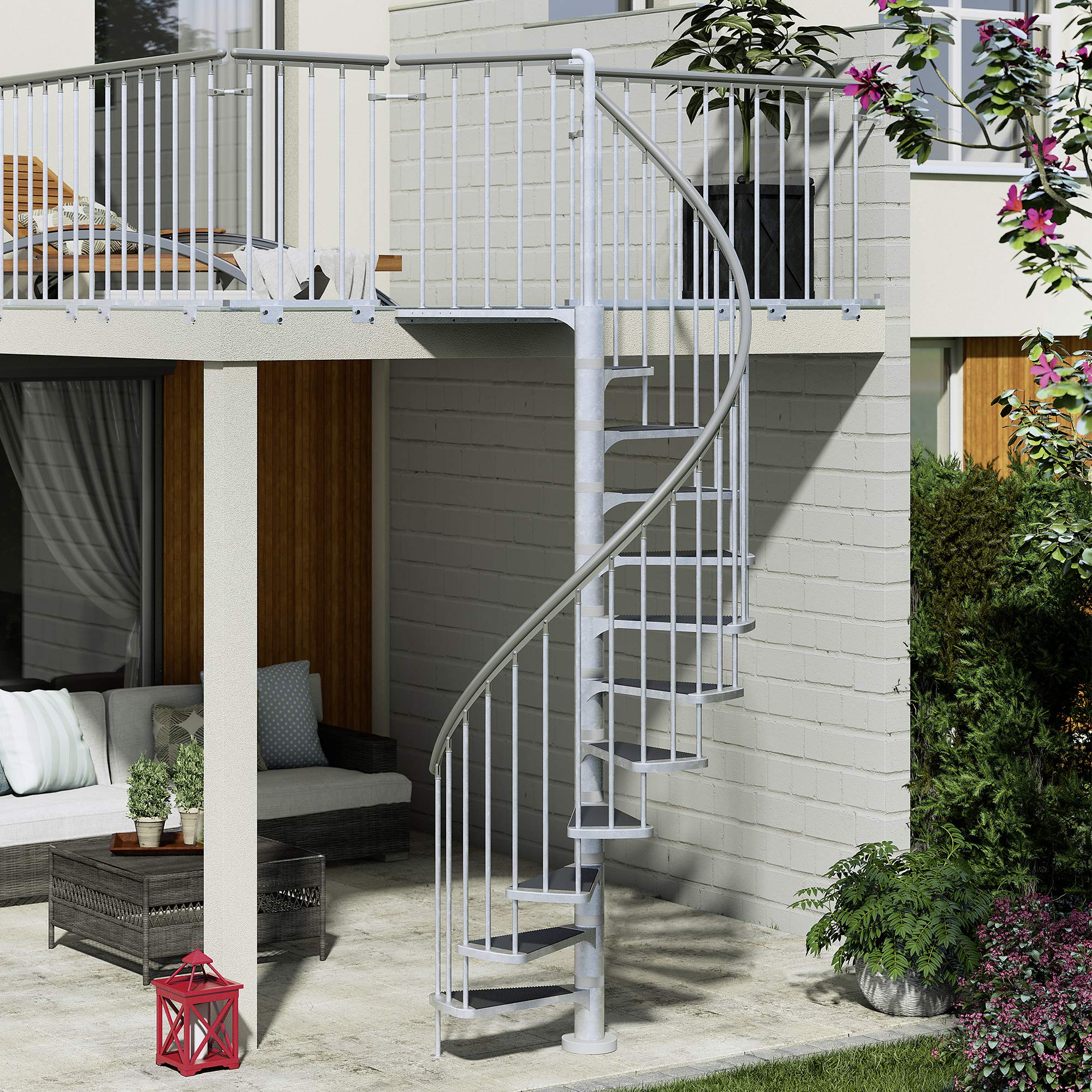 DOLLE Außenspindeltreppe Gardenspin verzinkt Höhe 246-282 cm 11 Trimax® Stufen Durchmesser 125 cm