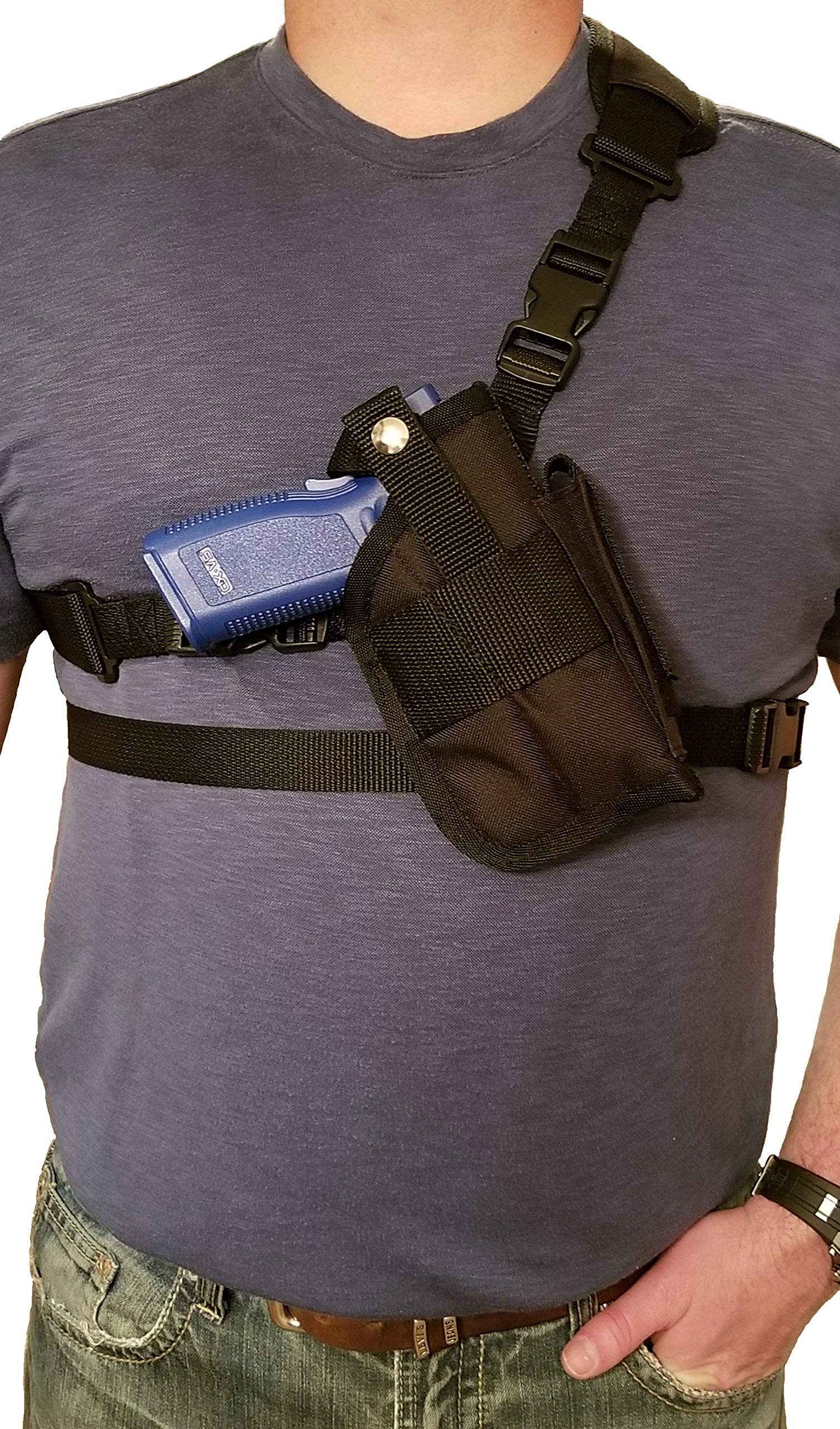 Chest/Shoulder Gun Holster | Fits Kel-Tec PMR30 with a Laser and 4" - 4.5" Barrel and Other Similar Sized Guns
