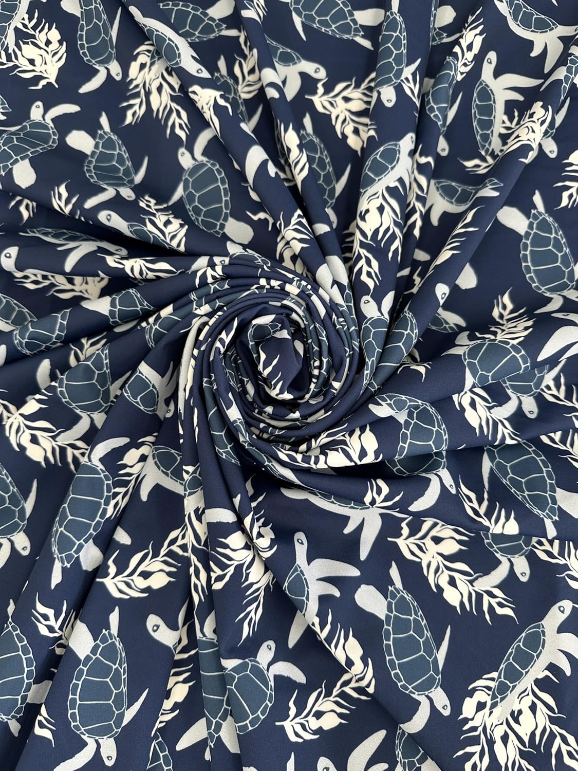 Turtle Print Premium Nylon Spandex Fabric - Ultra-Soft & Stretchy 4-Way Stretch Fabric by The Yard - Perfect for Activewear and Swimsuit Fabric, and More -1 Yard - 58 Inch Width (Blue)