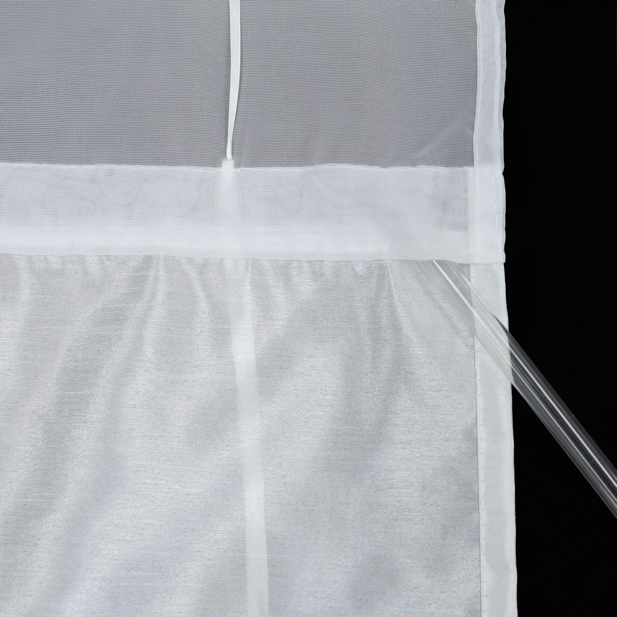 Joyswahl Irene Tenda a pacchetto con occhielli, in voile, trasparente, con bordi colorati, tenda da finestra con ganci, senza viti, 1 pezzo, Poliestere, bianco, BxH 80x155cm