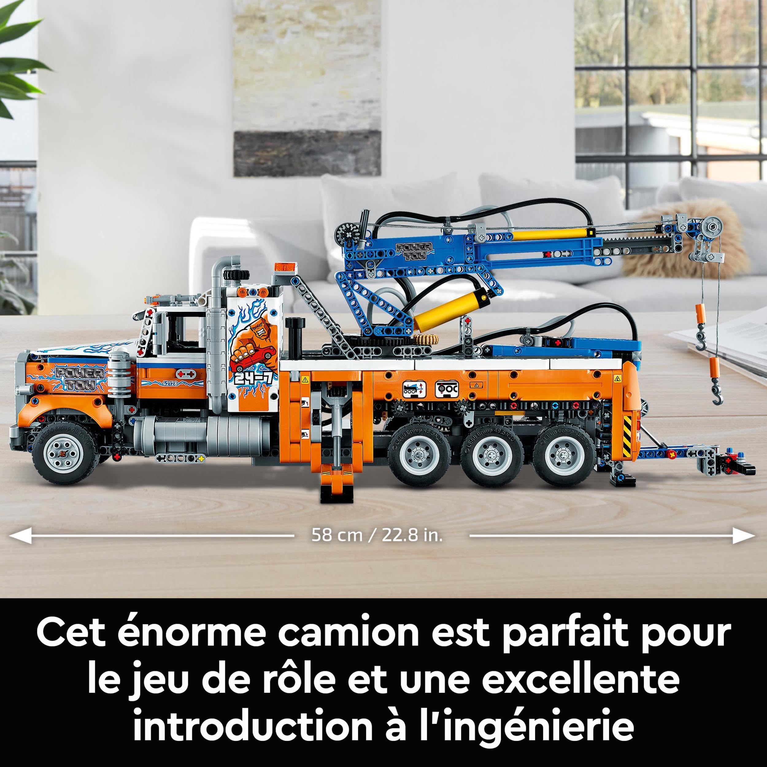 LEGO 42128 Technic Le Camion de Remorquage Lourd Camion Jouet avec Grue, Jouet de Construction pour Enfants