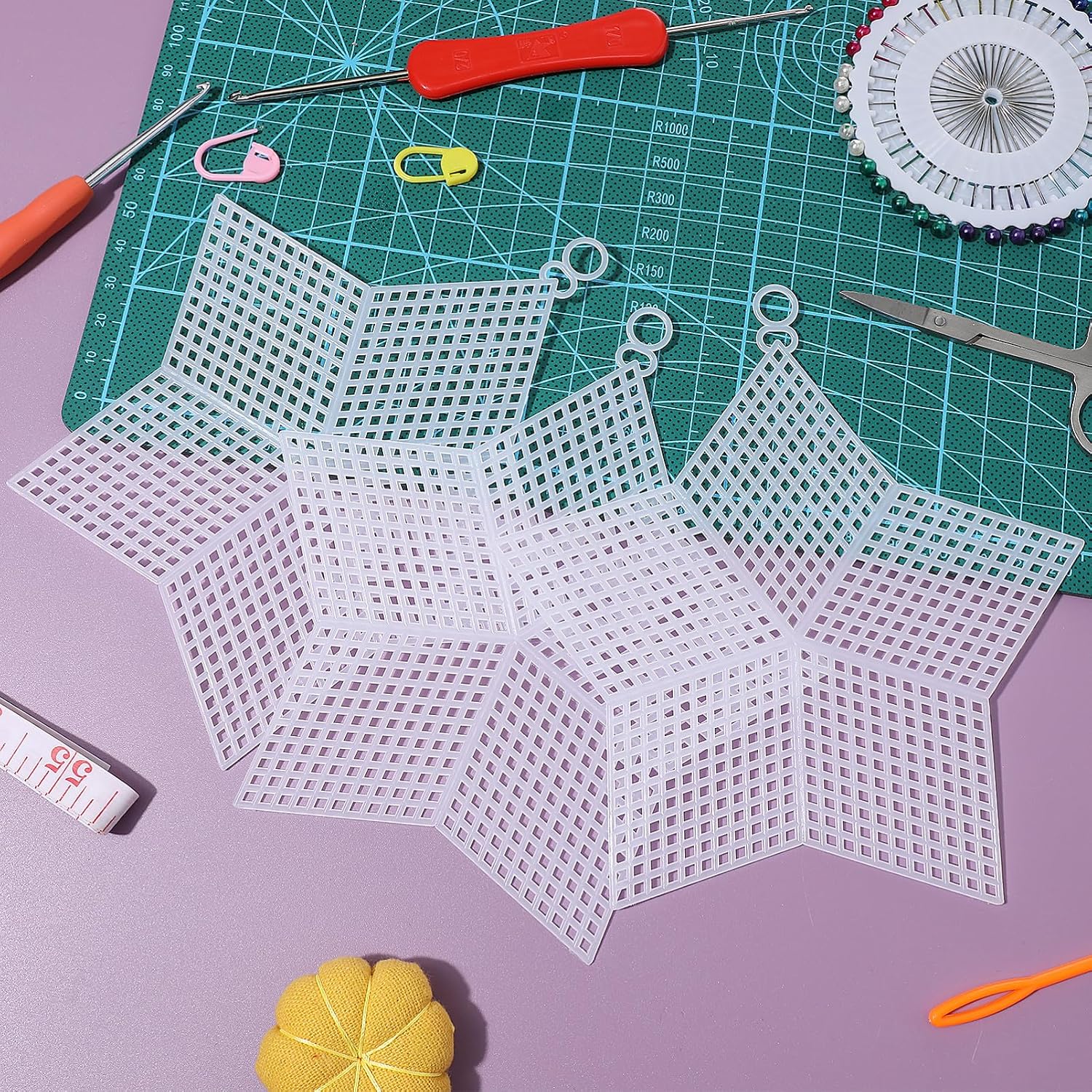 VICASKY 10pcs Sheets Grid Sheet A Dozen Cousins Mesh Netting Canvas Drop Cloth Needlework Supplies Nets Bedsheets DIY Bag Accessories Cross Stitch Mesh White Canvas Cloth Blank Plastic