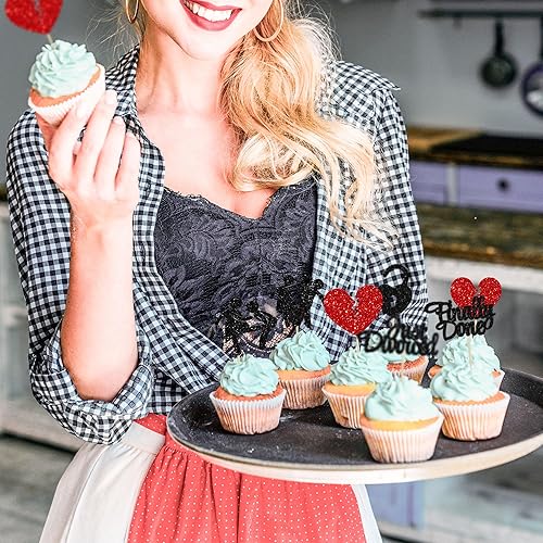Miniatura 5 de Gyufise 24 piezas de decoración de cupcakes de divorcio con purpurina Finally Done Just Divorced Cupcake Picks Break Up Theme Cake Decor for Bye