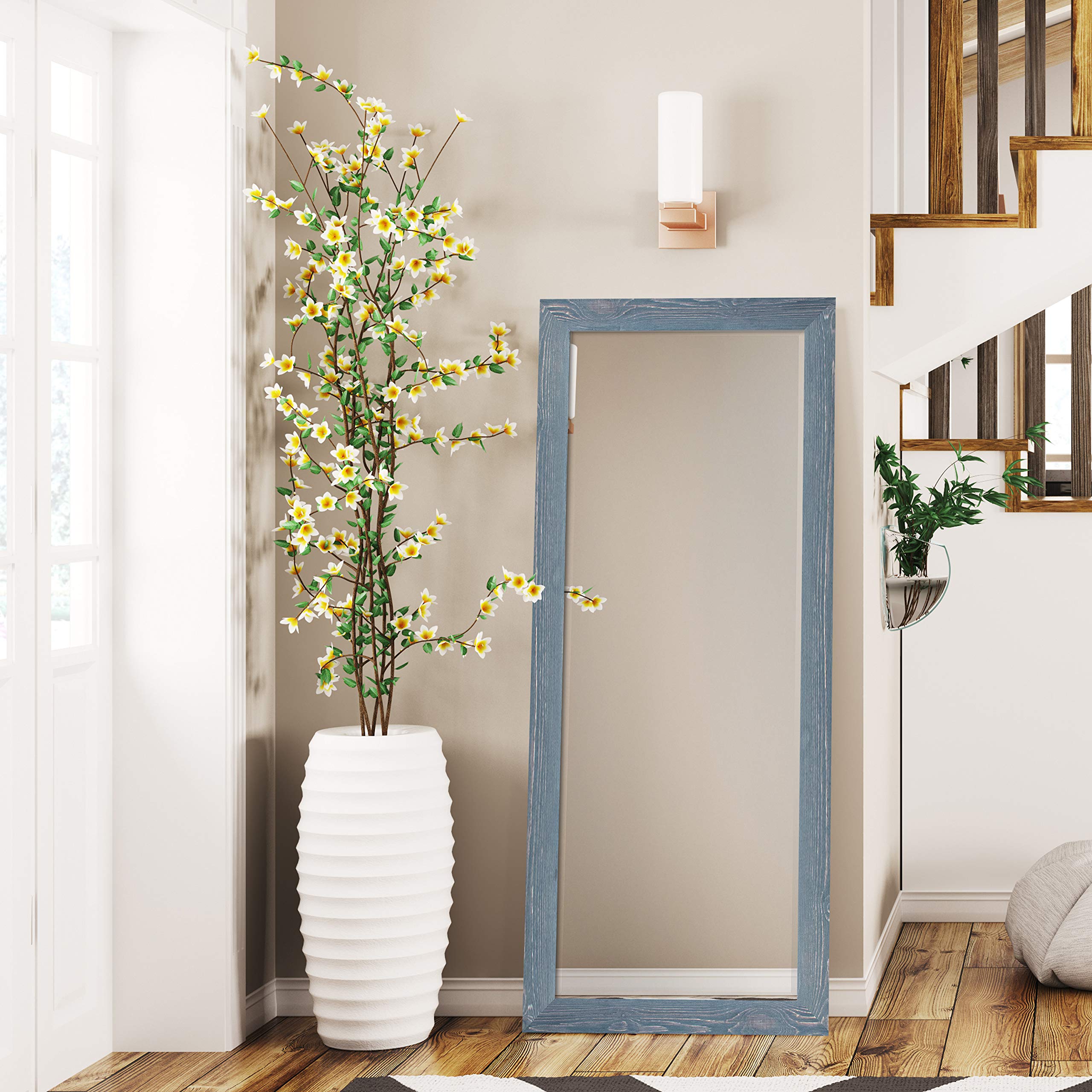 Renditions Gallery Rustic Barnwood Full Length Rectangular Framed Wall Mirror-Grey, 25X61