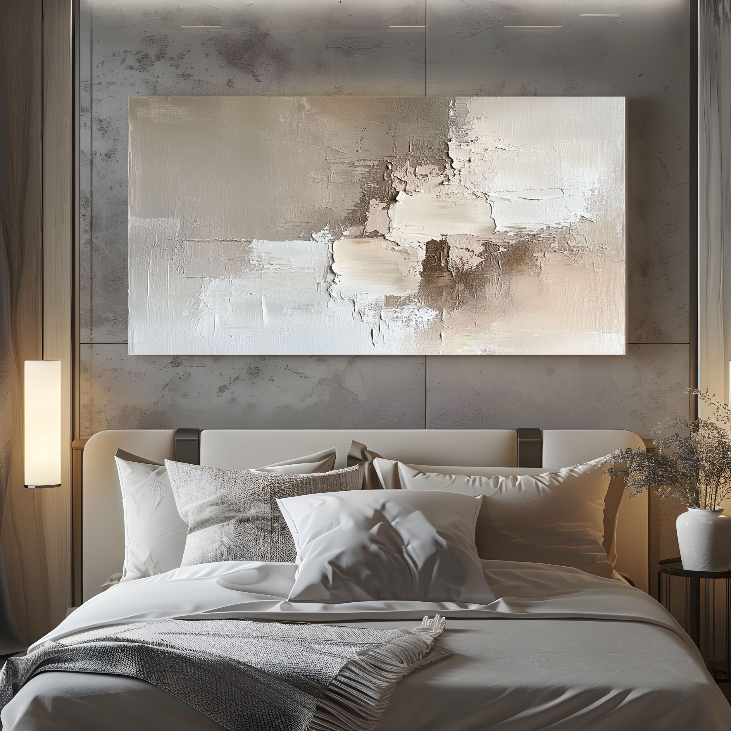 ZORYAN Quadri Moderni Soggiorno Su Tela Dipinto Ad Olio Geometrico 80x160cm | Astratto Bianco Stampe da Parete per Soggiorno e Camera da Letto, Decorazioni per la Casa, Quadretti da Parete