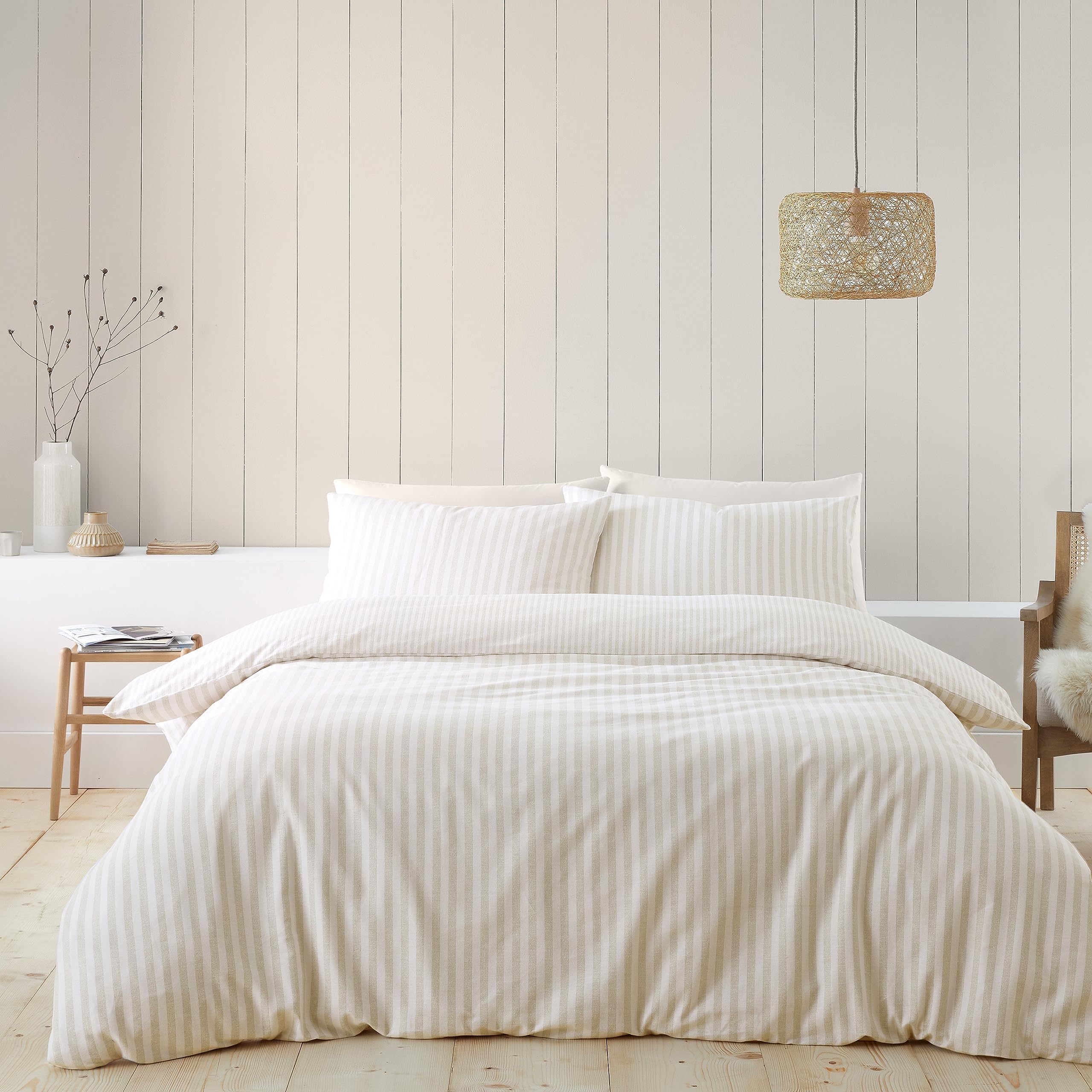 The Linen Yard Hebden Duvet Cover Set, Natural, King Amazon.co.uk