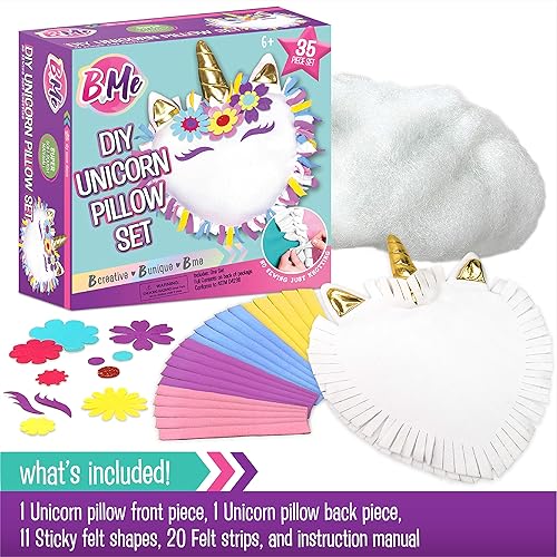 Miniatura 7 de Kit de almohada de unicornio para niñas, almohada sin coser, haz tu propio juego de almohada para niños, regalo de unicornio para artes y