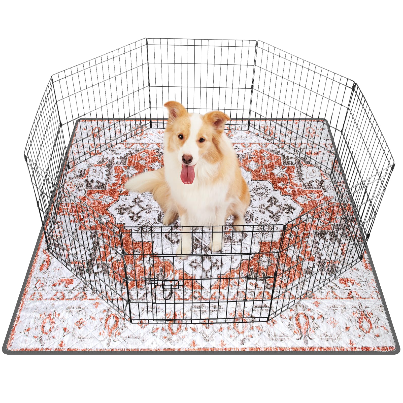 LOOBANI Washable Pee Pads for Dogs, 1 Pack Super Absorbent Reusable Puppy Pads Leakproof Dog Traning Pads, Waterproof Non-Slip Whelping Pad for Floor, Playpen, Crate, Couch-72 x72 (Red-Orange)