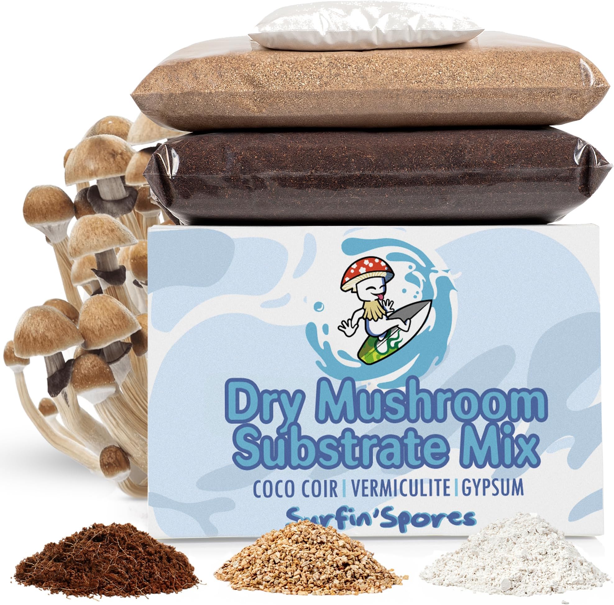 CVG Mushroom Substrate | Dry Bulk Substrate for Mushroom Growing | Makes 10 lbs of Pasteurized Substrate | Perfect for Monotub Grows | Coco Coir, Vermiculite, Gypsum