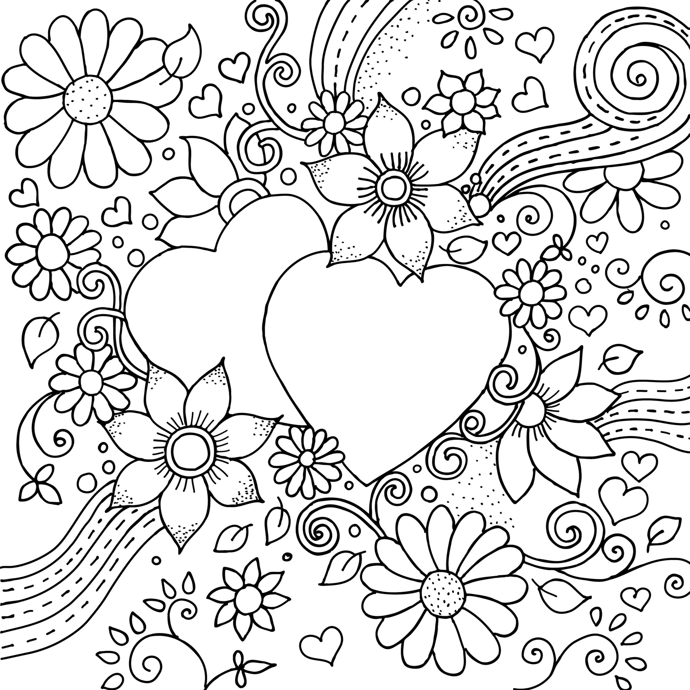 Hearts Coloring Canvas For Adults, Stretched primed canvas 8x8 Inches | Premium Handmade Pre-Drawn Canvas | Art & Sip Party, DIY Kit, Party favor | Easy & fun drawings to paint | Wall Art & Home Decor