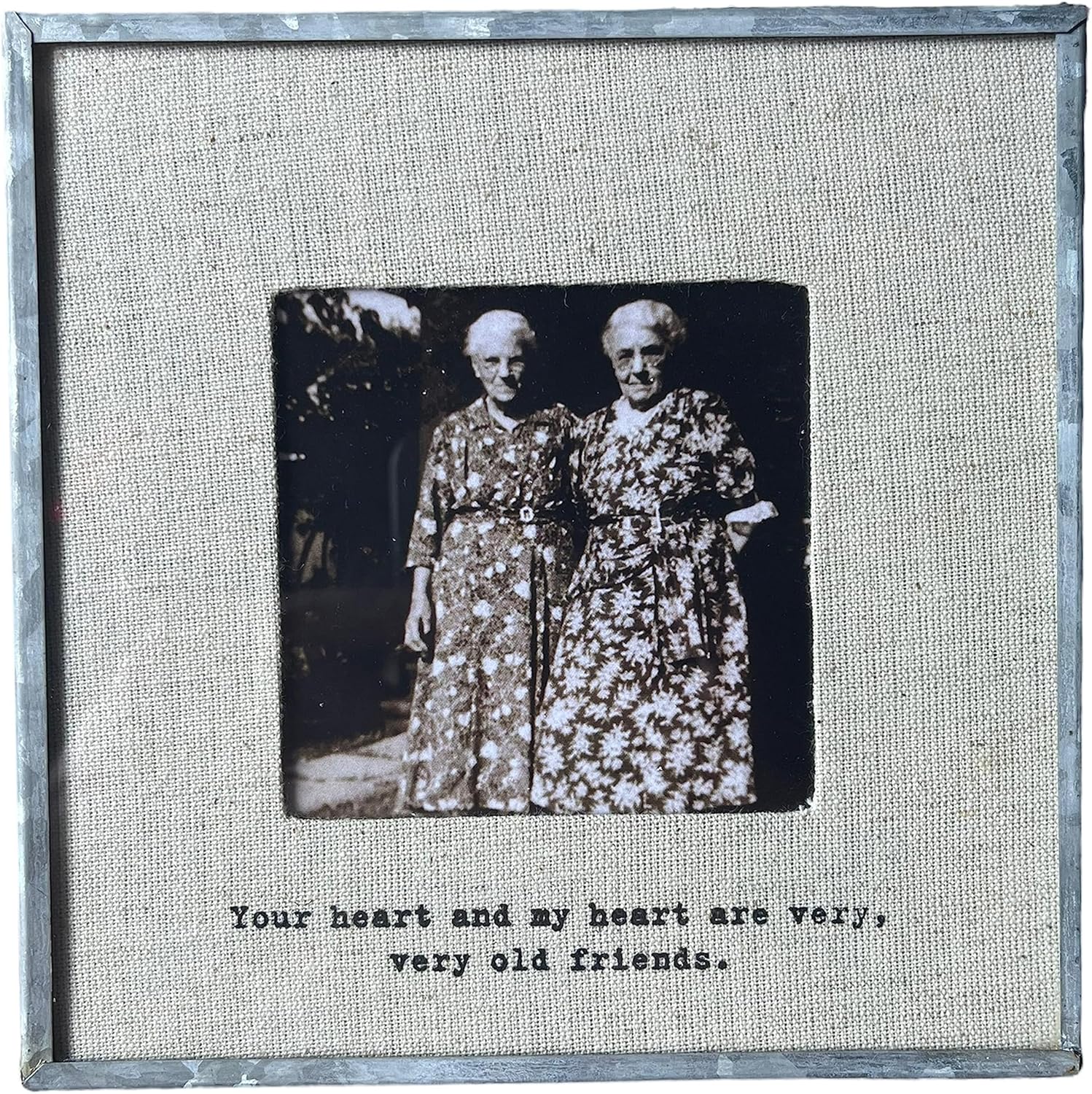 Sugarboo Handmade Linen Photo Frame 6x6 - 'Your Heart and My Heart' - Ideal for Gifts, Wedding Registry, and Home Decor