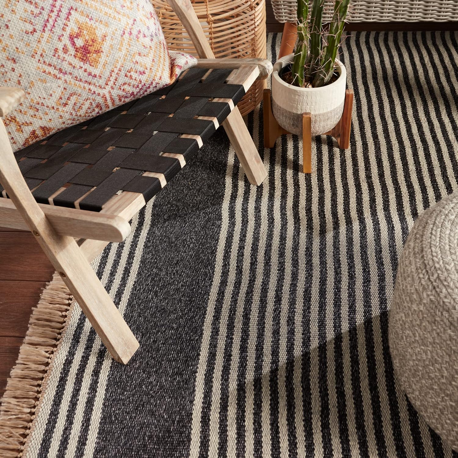 Jaipur Living Indoor Outdoor 2x3 Area Rug, Striped, Dark Grey/Beige