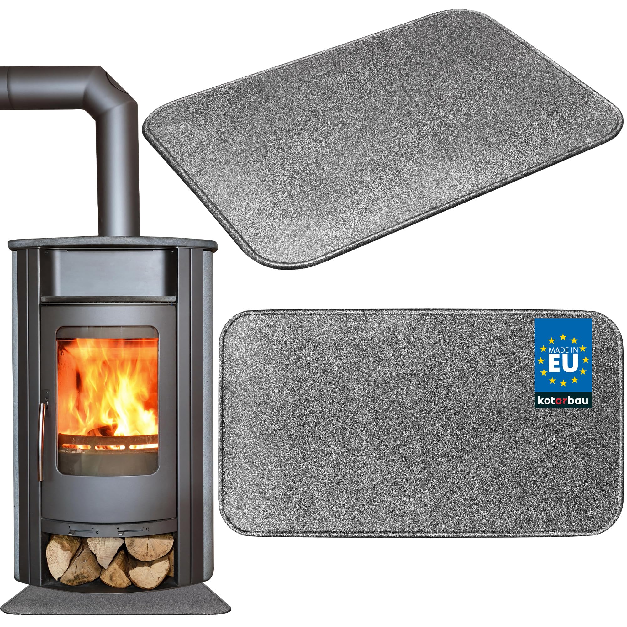 KOTARBAU® Placa Protectora contra chispas, 790 x 480 mm, Chapa de Suelo para Estufas, Plateado Envejecido, Antichispas de Suelo para Chimenea, Protector Resistente a Altas temperaturas, Salvachispas