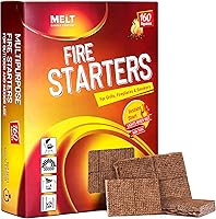 MeltCandleCompany Fire Starter Squares 160pc - Water-Resistant Odorless Charcoal Starters for Grill, Campfire, BBQ, Fireplace
