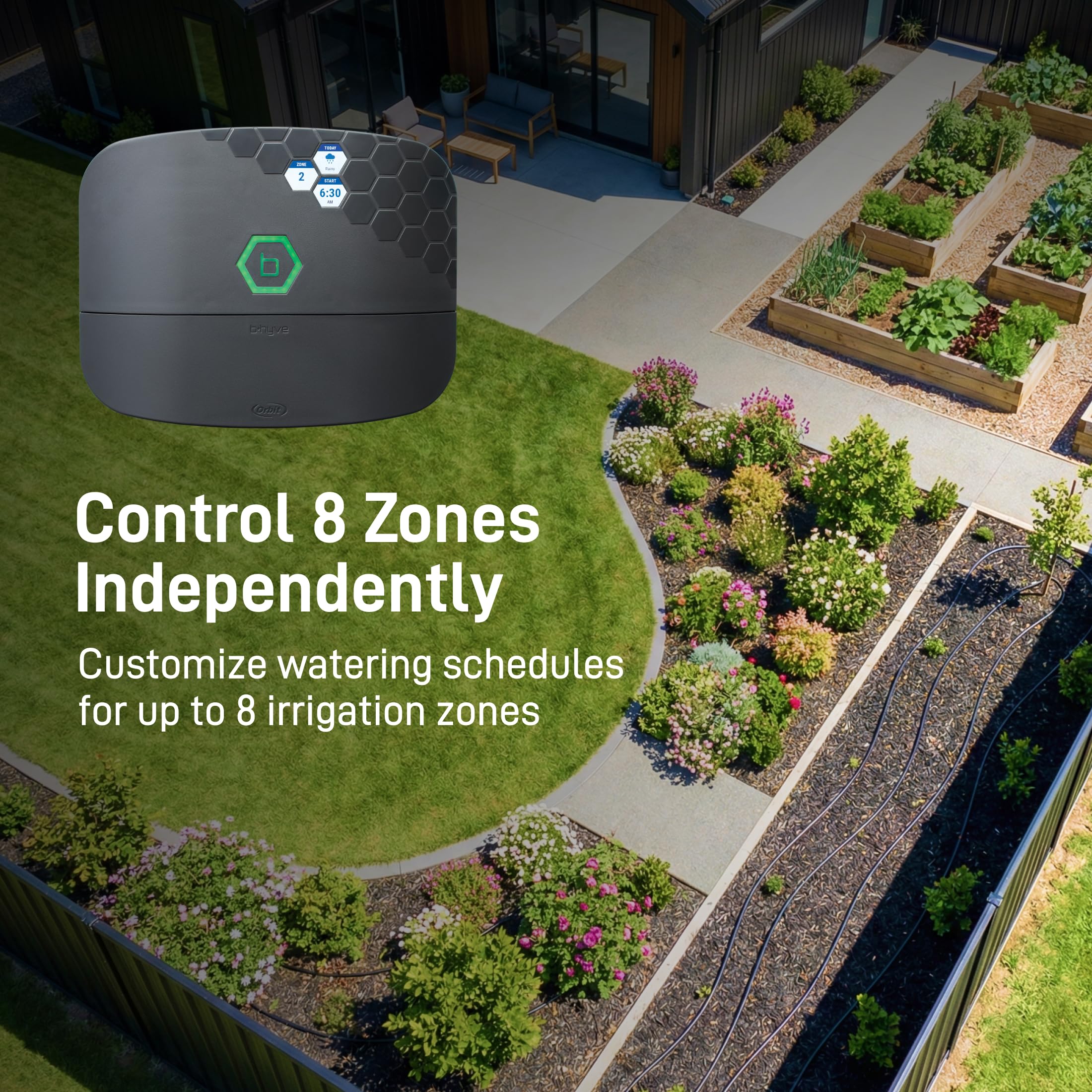 Orbit B-hyve XR Smart Sprinkler Timer - 8-Zone - WiFi-Enabled IndoorOutdoor Irrigation Controller - App Control - Weatherproof Watering System - Multi Zone - Custom Programs - 57985 product thumbnail 4