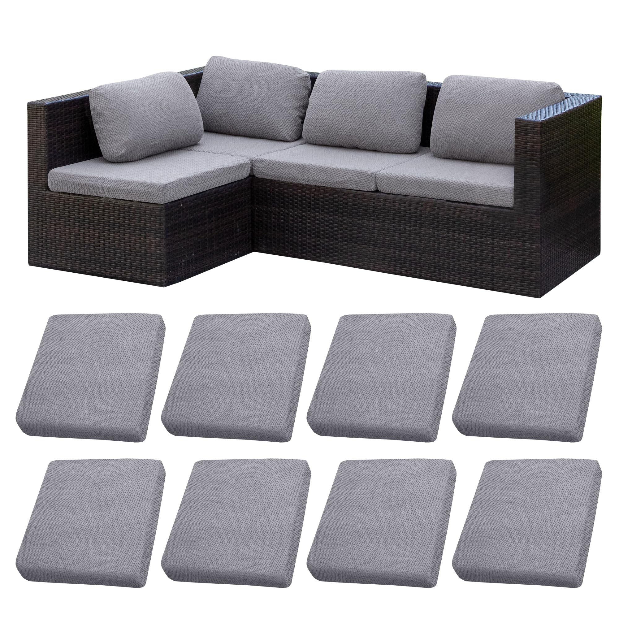 8 Pcs Outdoor Cushion Covers, Patio Sofa Cushion Covers Replacement