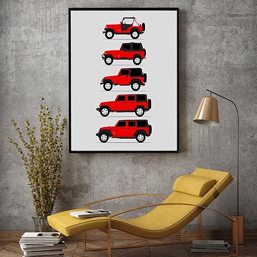 Miniatura 76 de Handmade Poster compatible with Jeep Wrangler Generations and Print of CJ, YJ, TJ, JK, JL - White, 11x14" Satin Print (Unframed) - Gift for Car