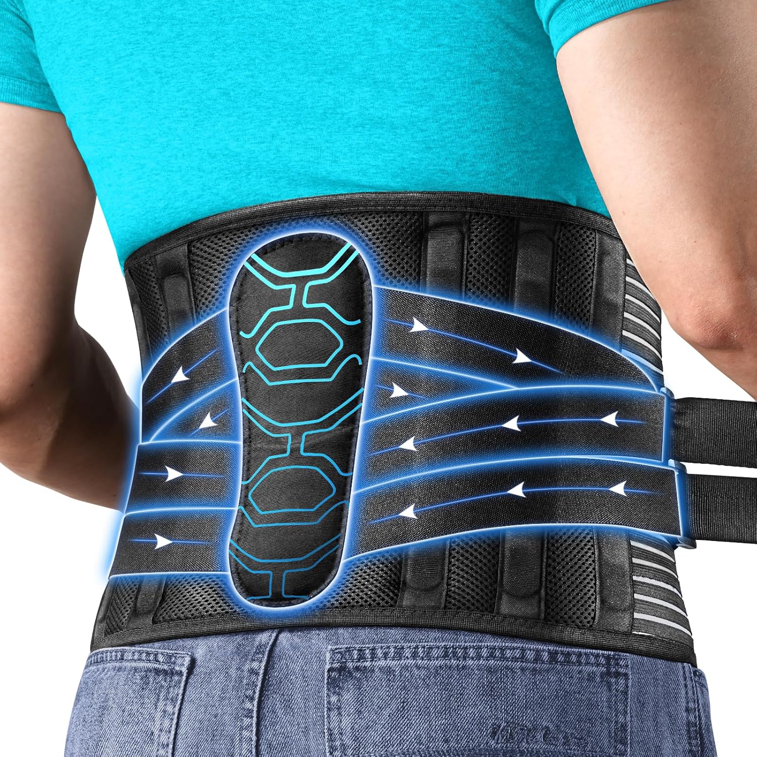 Plus Size 4XL/5XL Back Brace with Bionic Lumbar Panel, Strong Back Support Belt for Heavy Lifting, Lumbar Support Belt for Men & Women Lower Back Pain Relief, Herniated Disc, Sciatica