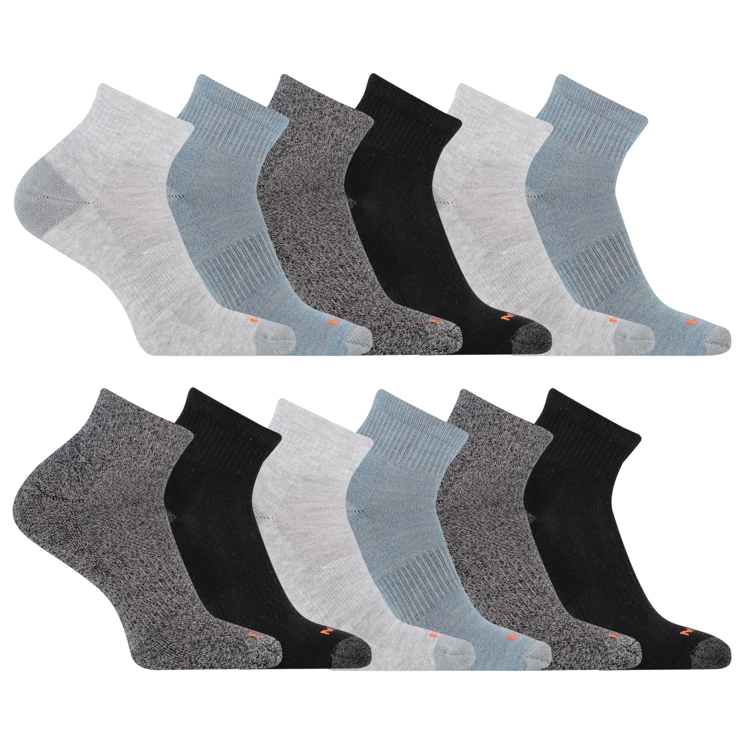 Merrell Unisex Adult Men's and Women's Cushioned Midweight Ankle Socks - 4, 8, 12 Pairs - Moisture Wicking