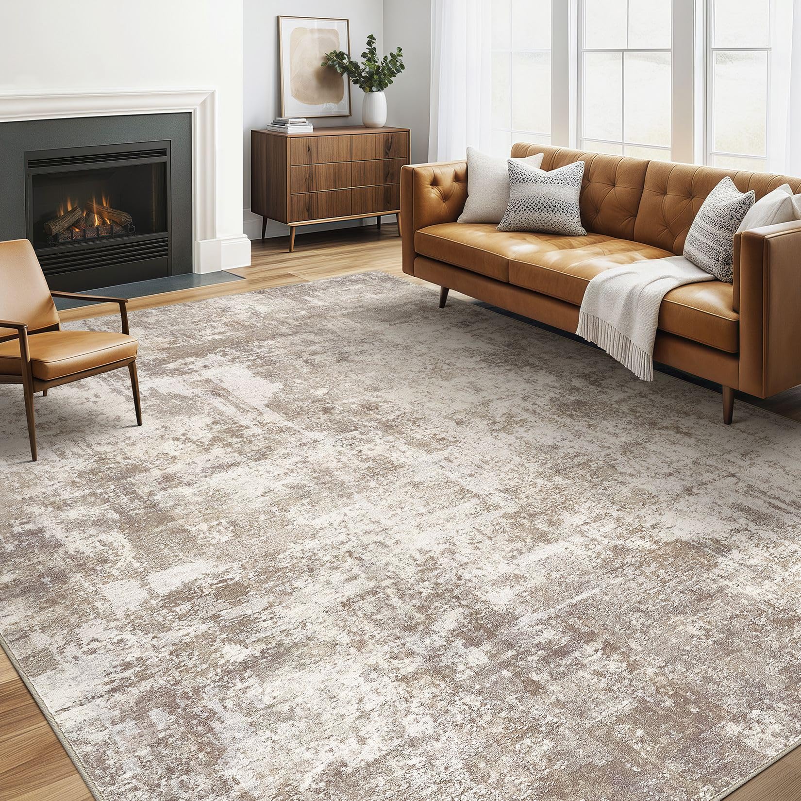 Photo 1 of !!FINAL SALE!!!
6x9 Area Rugs Living Room: Washable Large Abstract Soft Rug Stain Resistant Indoor Floor Non-Slip Accent Carpet for Women Modern Home Enthusiasts Aged 25-45 - Bedroom Nursery Playroom- Beige Brown