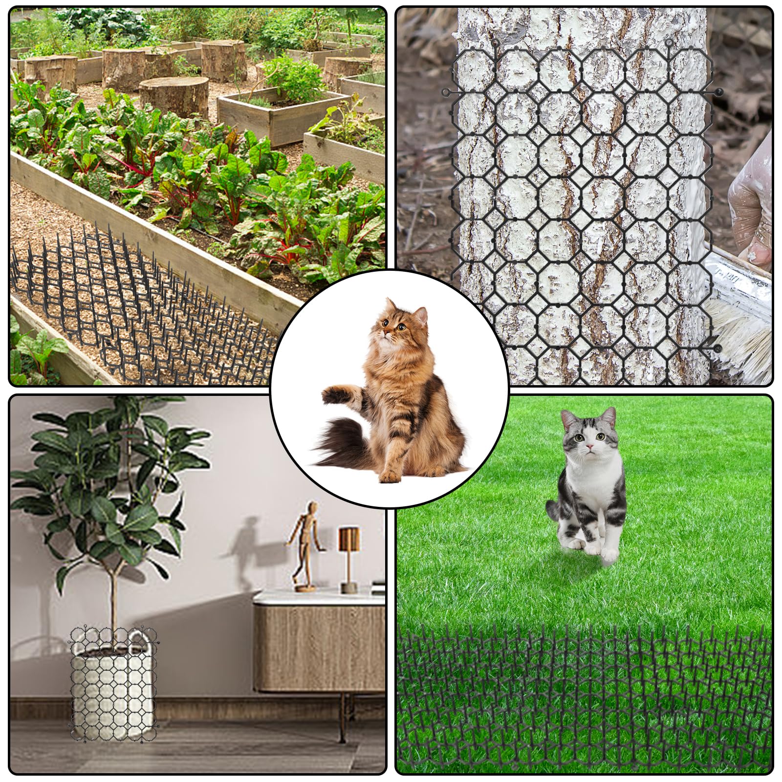 36 Stück Dornengitter Gegen Katzen, 20 x 15 cm Katzenabwehr Matte, Katzengitter Garten für Garten Tier Barriere mit Spikes für Garten und Außenbereich