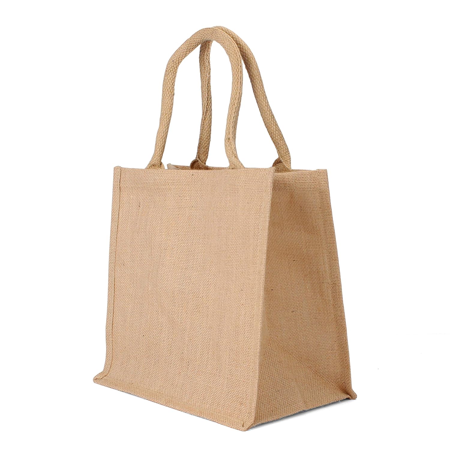 Jute Burlap Tote Bags Natural Burlap Bags with Cotton Handles (2
