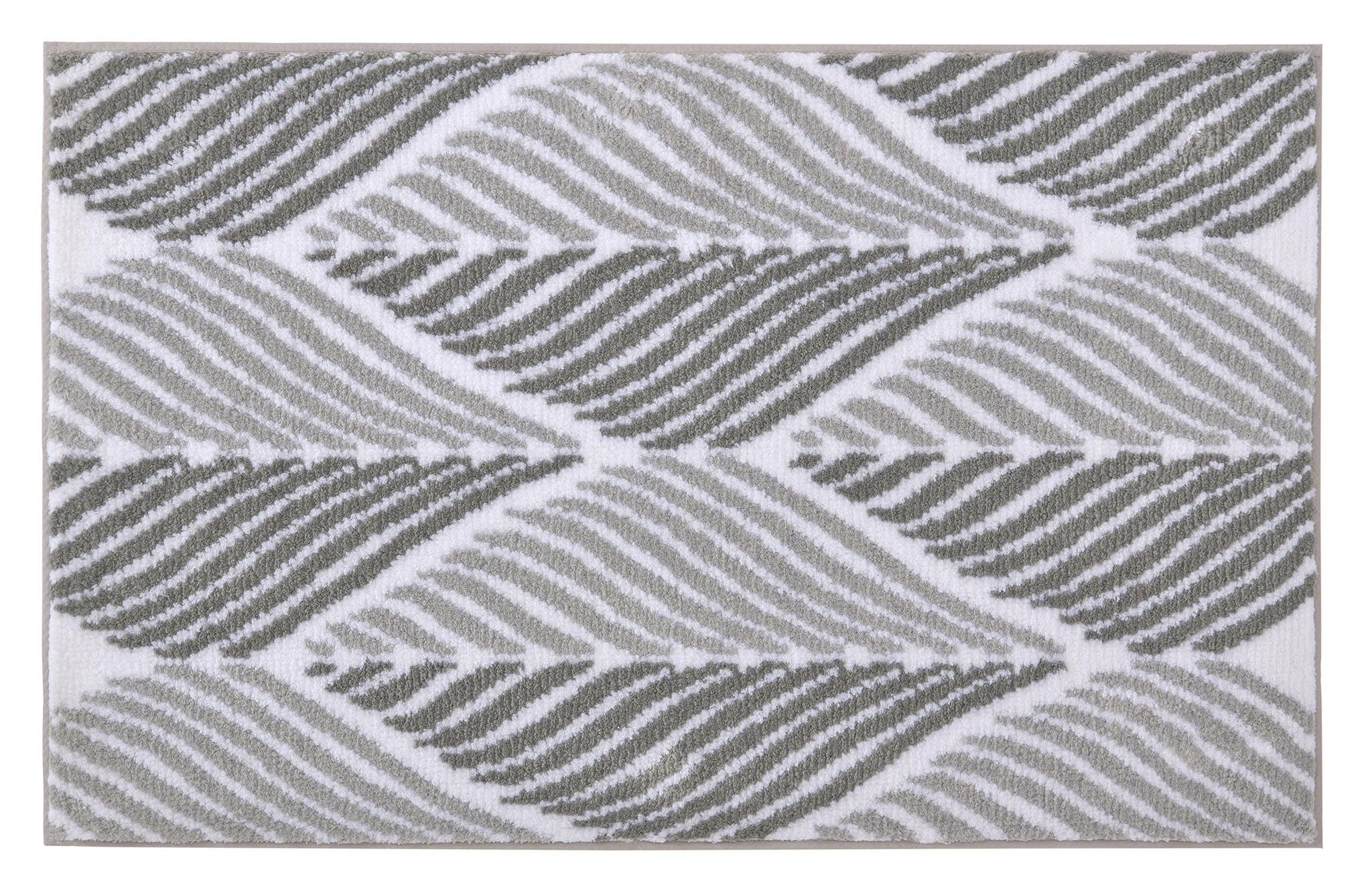 Kleine Wolke Badteppich Leaf Anthrazit 60 x 90 cm | OEKO-TEX zertifiziert, rutschhemmende Unterseite, für Fußbodenheizung, maschinenwaschbar, 100% Polyester