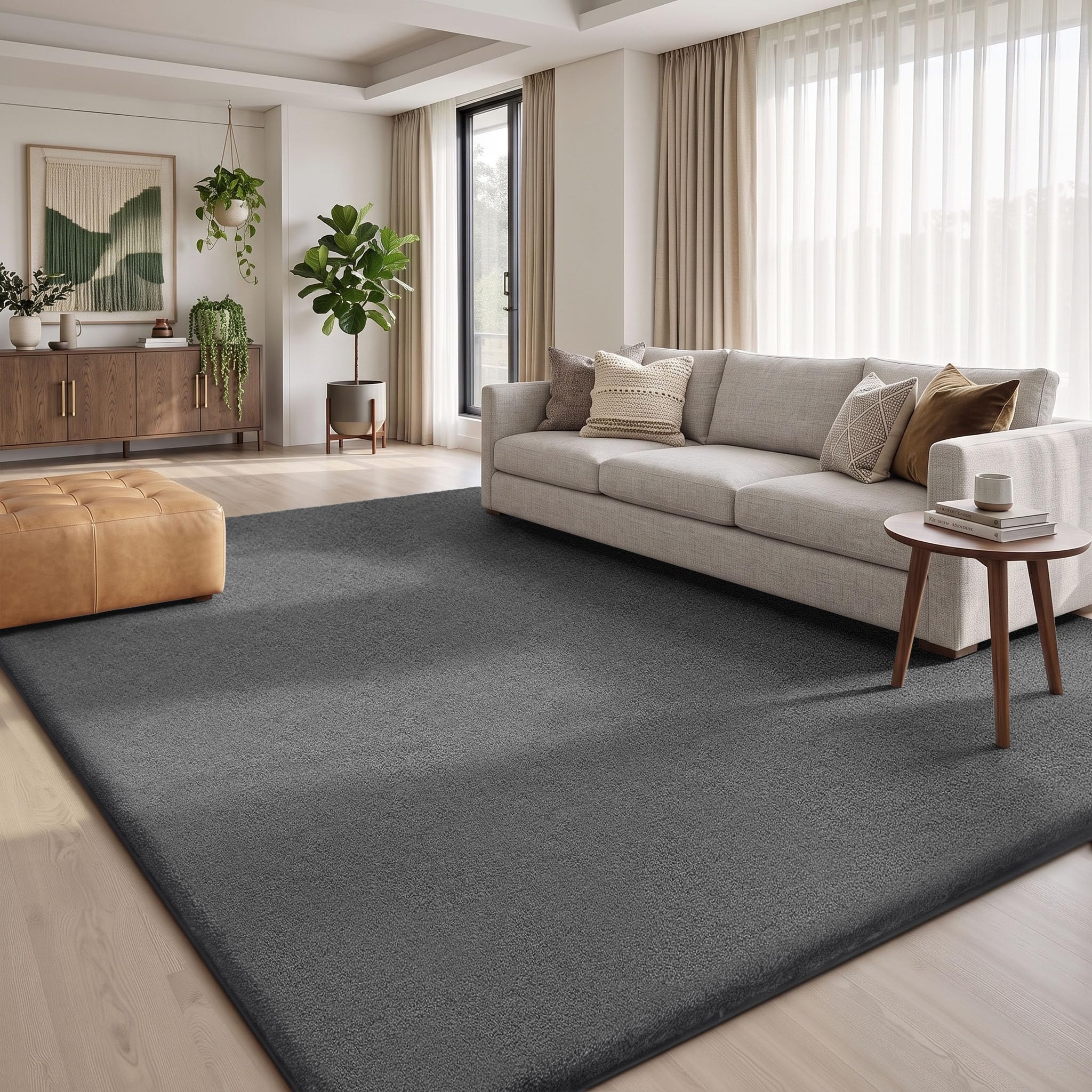 Homaxy Moderna alfombra para salón, 140 x 200 cm, redonda, acogedora, esponjosa, suave, lavable, antideslizante, parte inferior, pelo corto, alfombra grande para pasillo, habitación de los niños
