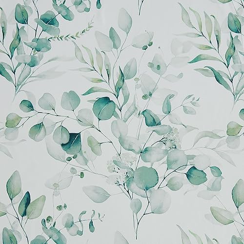 Miniatura 9 de Xwincel Cortinas 100% opacas con patrón floral verde, 84 pulgadas de largo para dormitorio, estampado de hojas de acuarela, cortinas con aislamiento