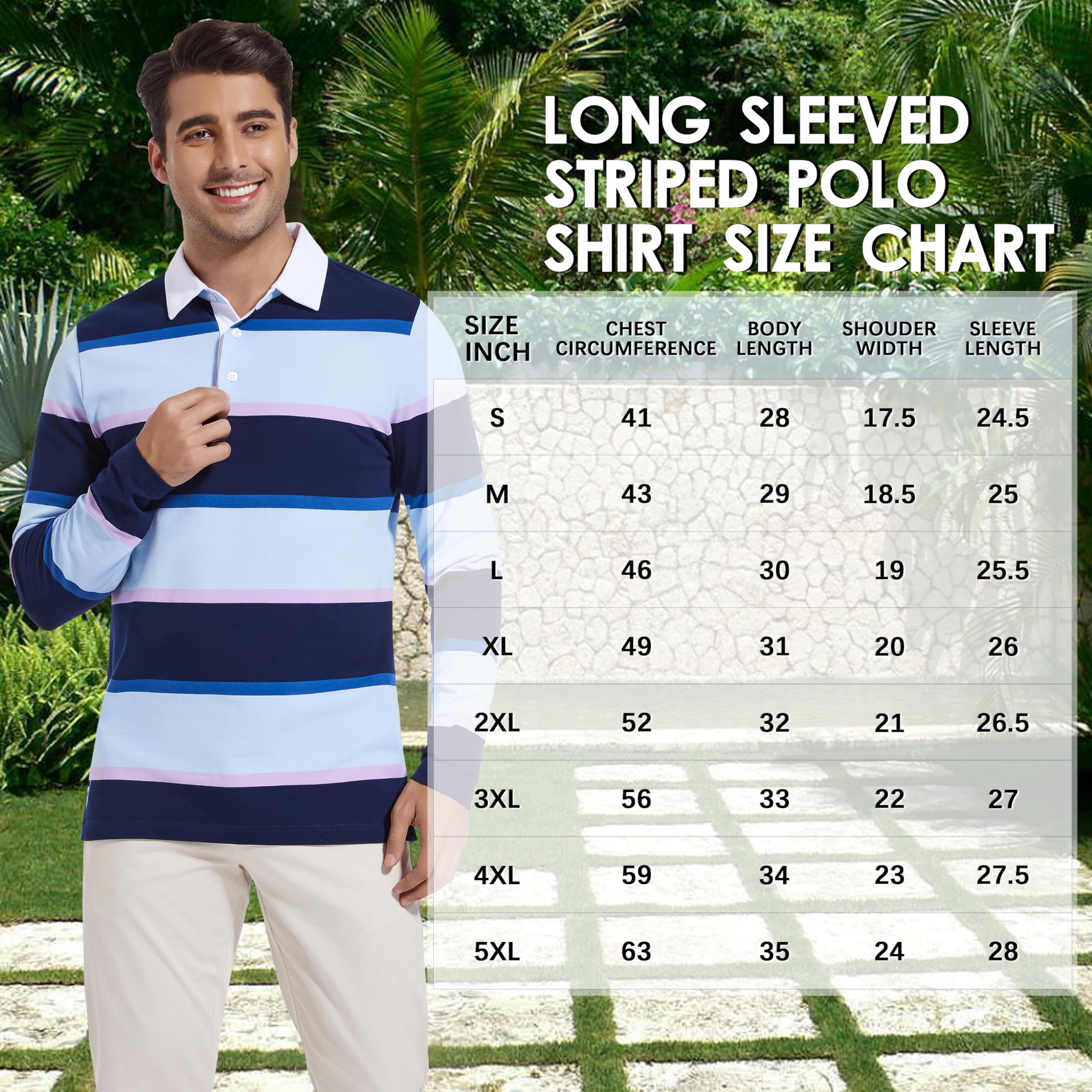 Herren-Polo-Shirt, langärmelig, gestreift, trockene Passform, lässiger Kragen, Piqué-Golf-Poloshirts für Herren
