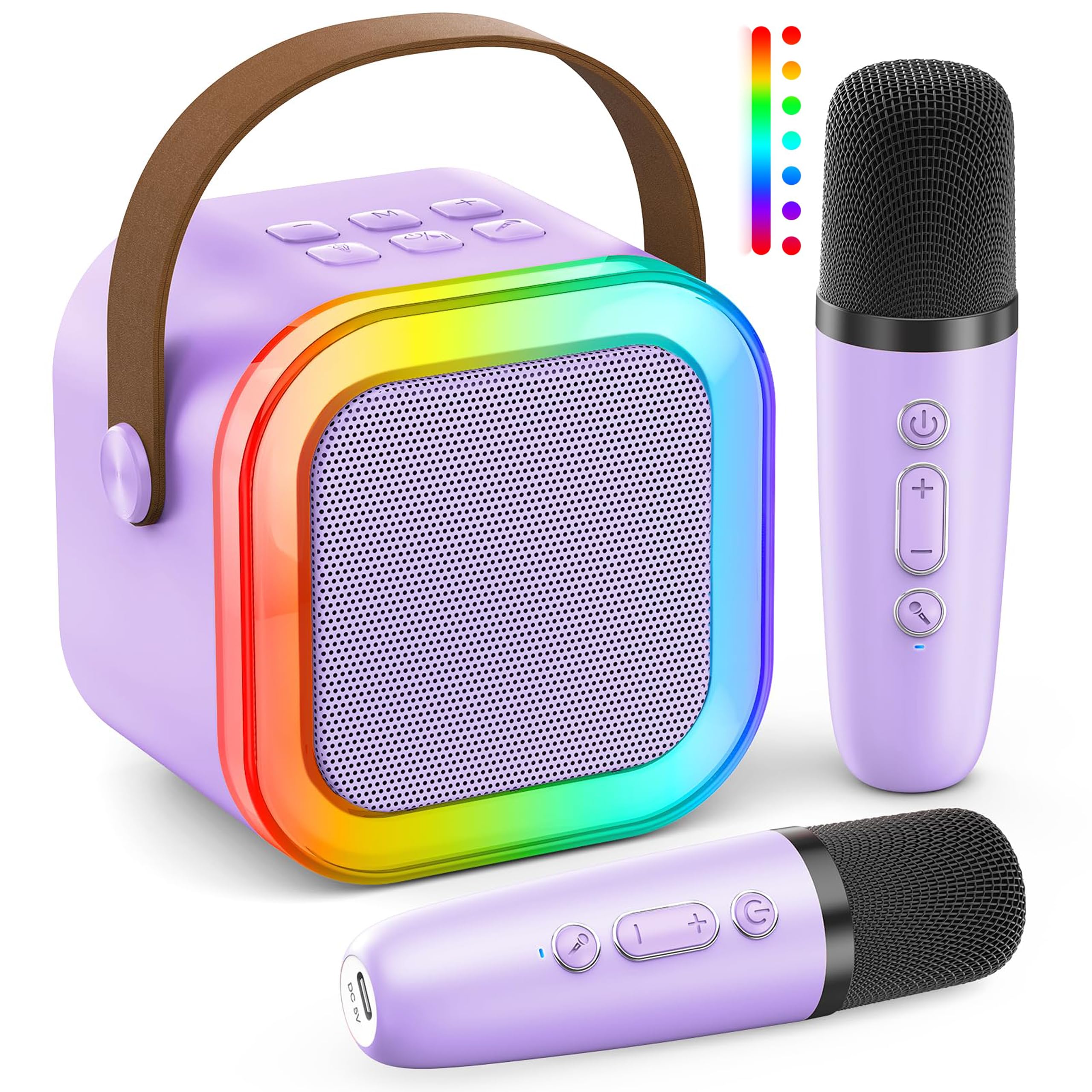 Karaoke Machine Children, Gift for Girls 3-12 Years, Karaoke Children's Toy from 3-12 Years, Girls, Karaoke Machine with 2 Karaoke Microphones, Purple