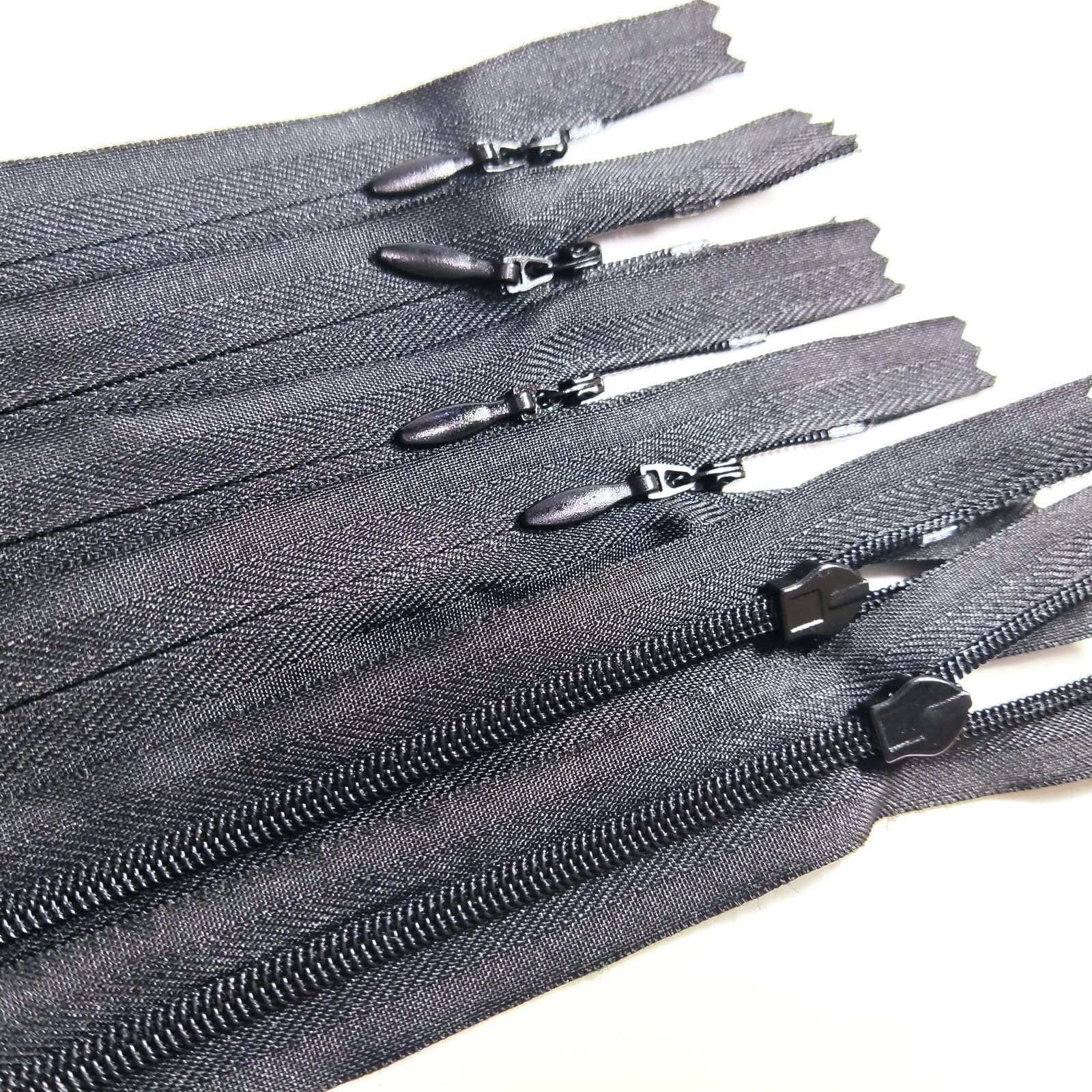 LeekayerZipper 20 Inch Invisible Black Nylon Coil Teeth Hidden Zipper for Sewing Dress Pillow 50cm Closed End Bulk 20PCS - Image 2