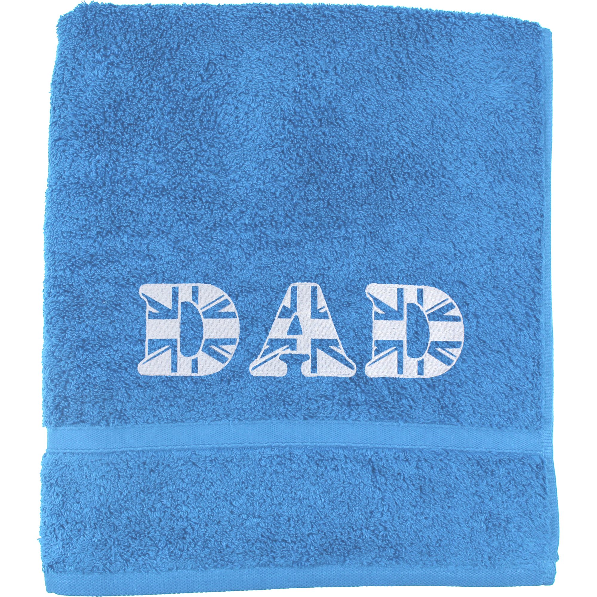 Teddyt's Blue Dad Union Jack Great Britain Embroidered Bath Towel (Blue)