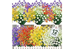 TURNMEON Artificial Flowers for Outdoor, 12 Bundles UV Resistant Fake Flowers for...
