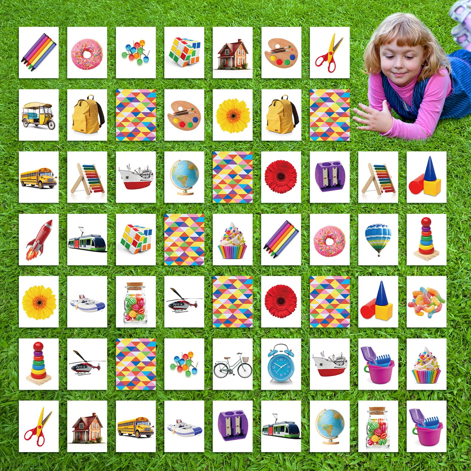 WinnerWhy 60 Pieces Jumbo Memory Game 30 Pairs Giant Matching Cards for Kids Giant Educational and Learning Matching Cards for Preschool Outdoor Indoor Activities Holiday Party Supplies
