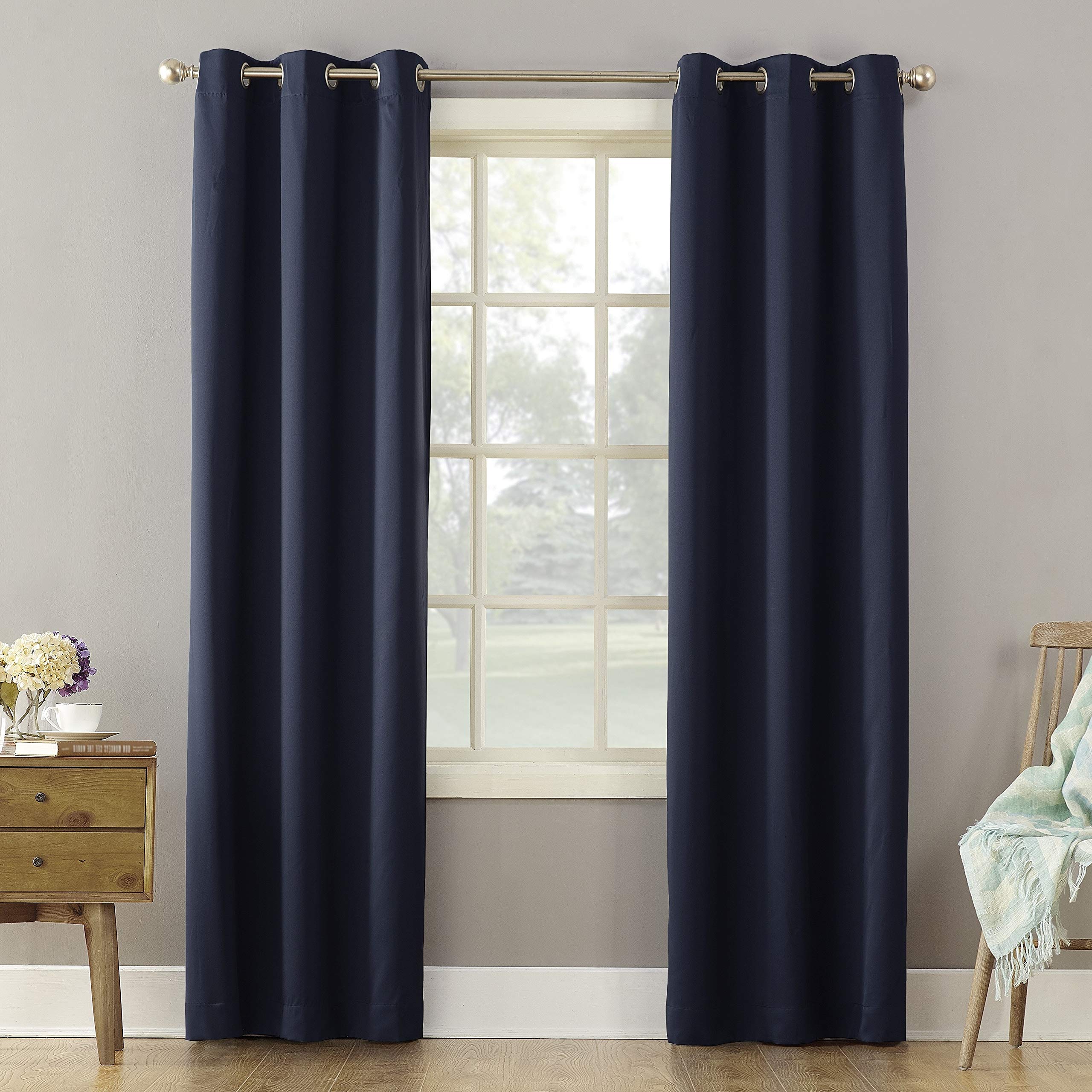Sun ZeroBecca Energy Efficient Grommet Curtain Panel, 40" x 84", Navy Blue