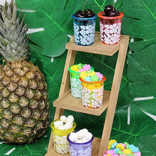 Miniatura 4 de Fun Express Collares hawaianos de cristal de chupito Luau a granel, 12 unidades de hibisco hawaiano Luau, recuerdos de fiesta hawaiana, Hula Aloha