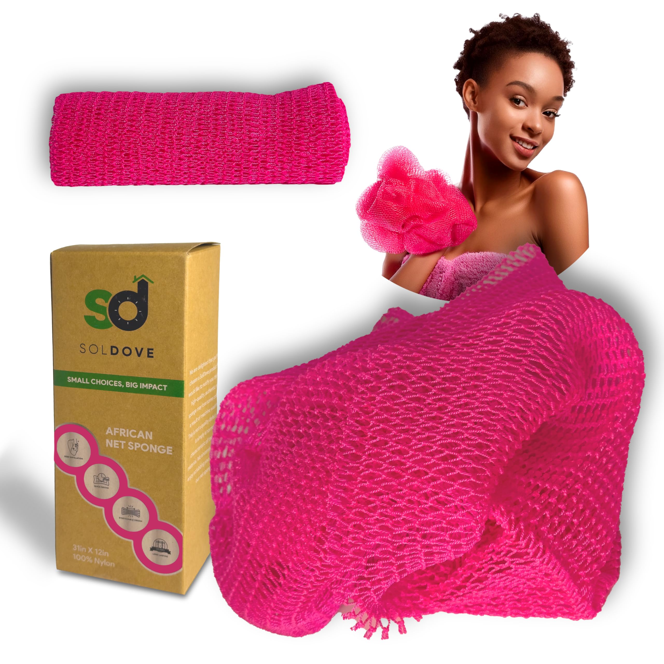 Soldove Bath Sponge Exfoliating Washcloth for Body African Net Shower Exfoliating Towel Back Scrubber Shower Rag Bath Accessories for Smoother Skin (