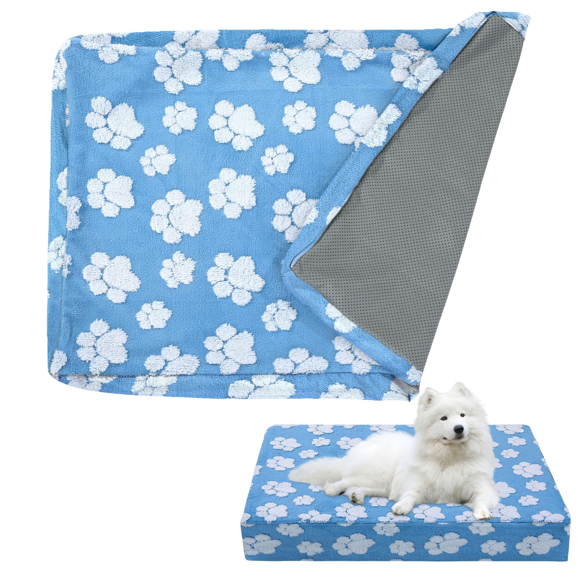 MABOZOO Dog Bed Cover, 40x30x4 in Dog Bed Covers Replacement Plush Waterproof Doggy Cushion Envelope Washable Doggy Cushion Replacement