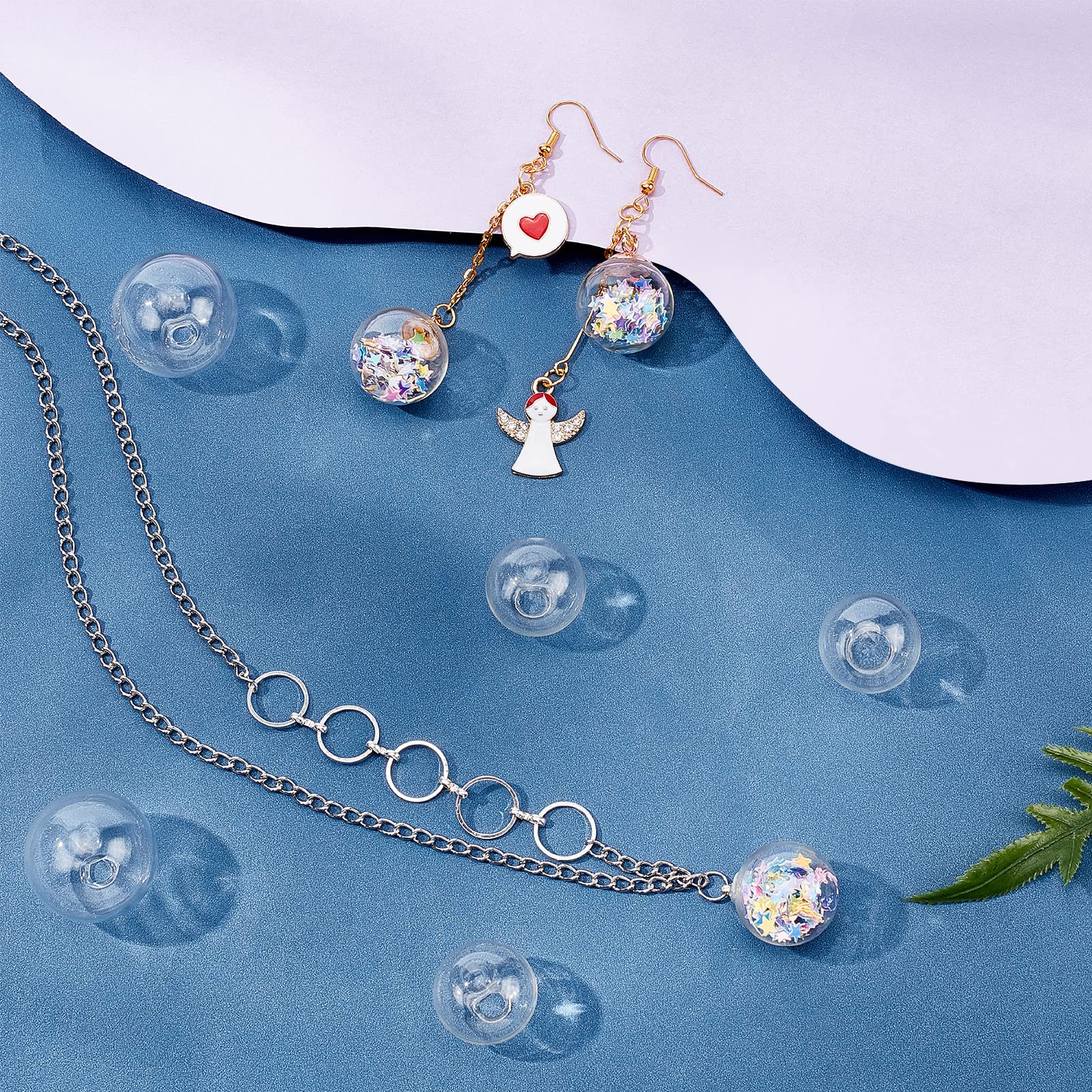 PH PandaHall 30pcs Mini Glass Globe Bottle Globe Hollow Ball Wish Ball Bottle Crystal Glass Dome Cover Blown Beads for DIY Jewelry Pendant Earring Craft Making, 20/25/30mm