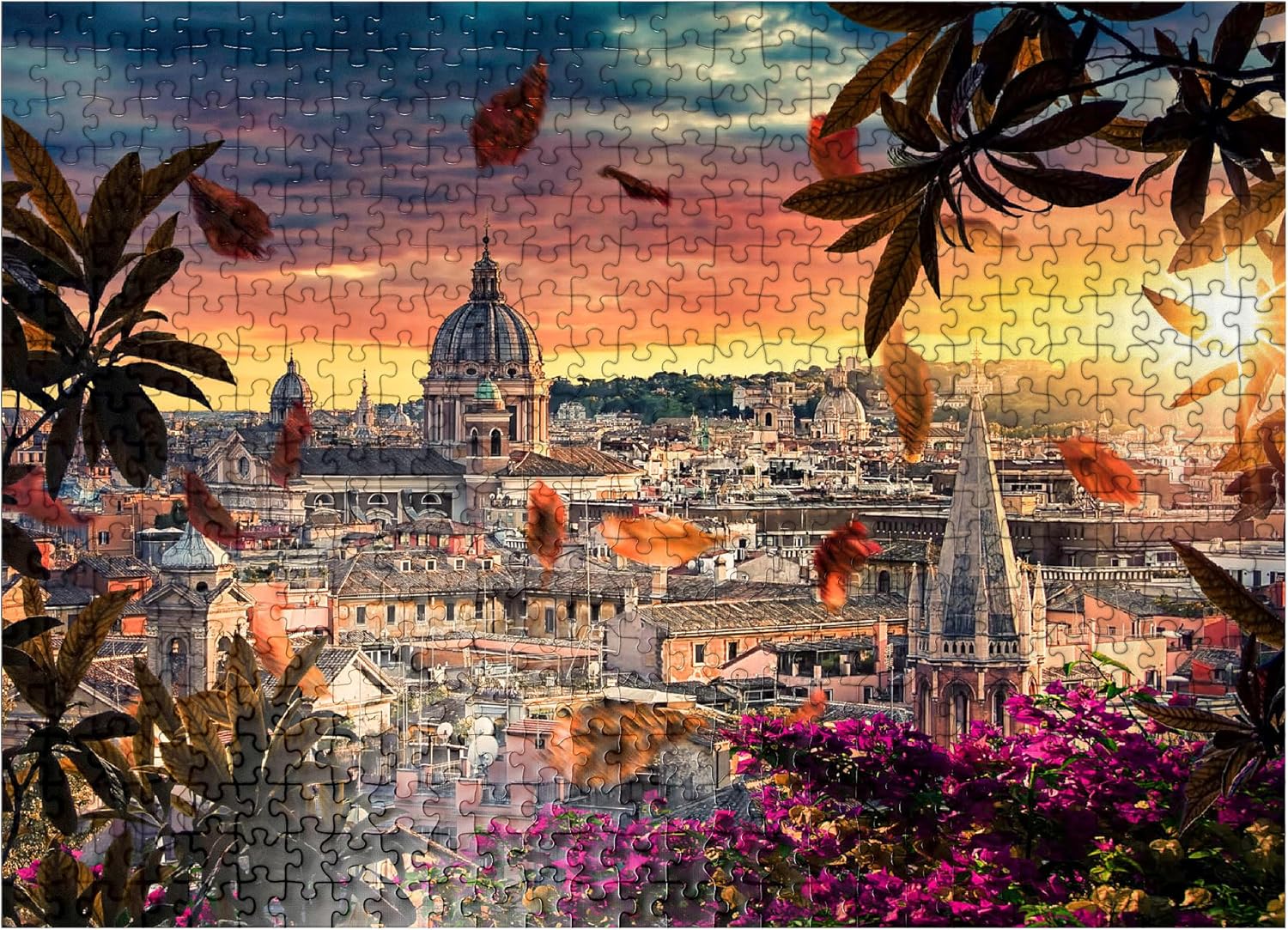 MyPuzzle Beautiful Sunset Over The City of Rome in The Evening - Premium 100 Piece Jigsaw Puzzle for Adults