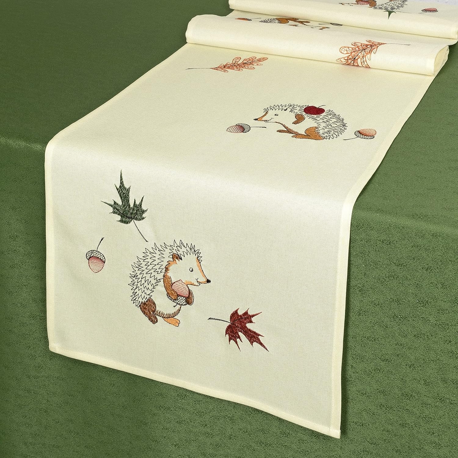 KAMACA Runner Da Tavolo 40x140 Cm Con Ricamo Riccio Autunnale – Tovaglia Path Per Decorazione Natale E Inverno