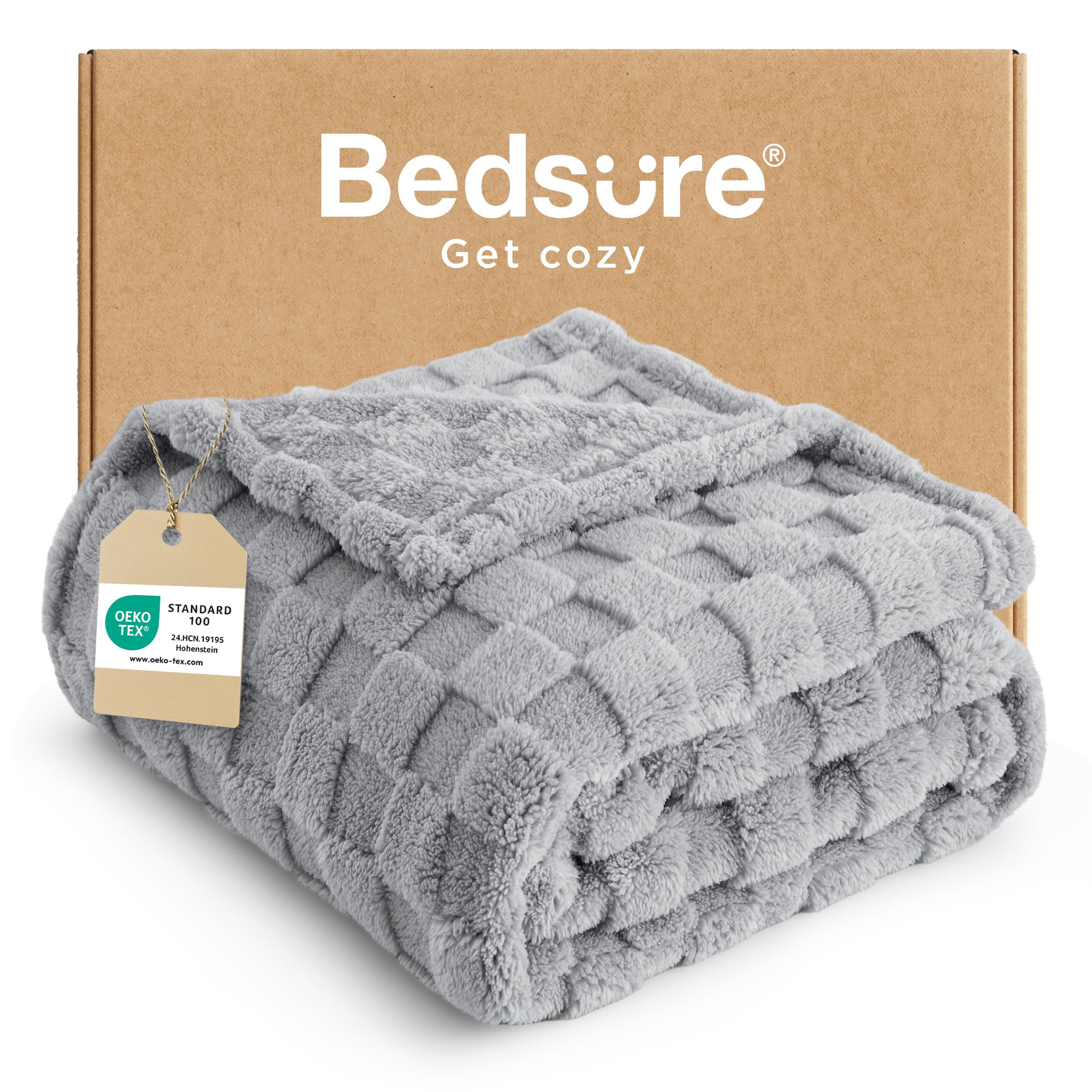 Bedsure Bed Blankets King Size - Fleece Blanket Fluffy Cosy Warm Blankets, Soft Cute Double Size Throw Gifts for Women and Girls, Dark Grey, 230x270 cm — view 43
