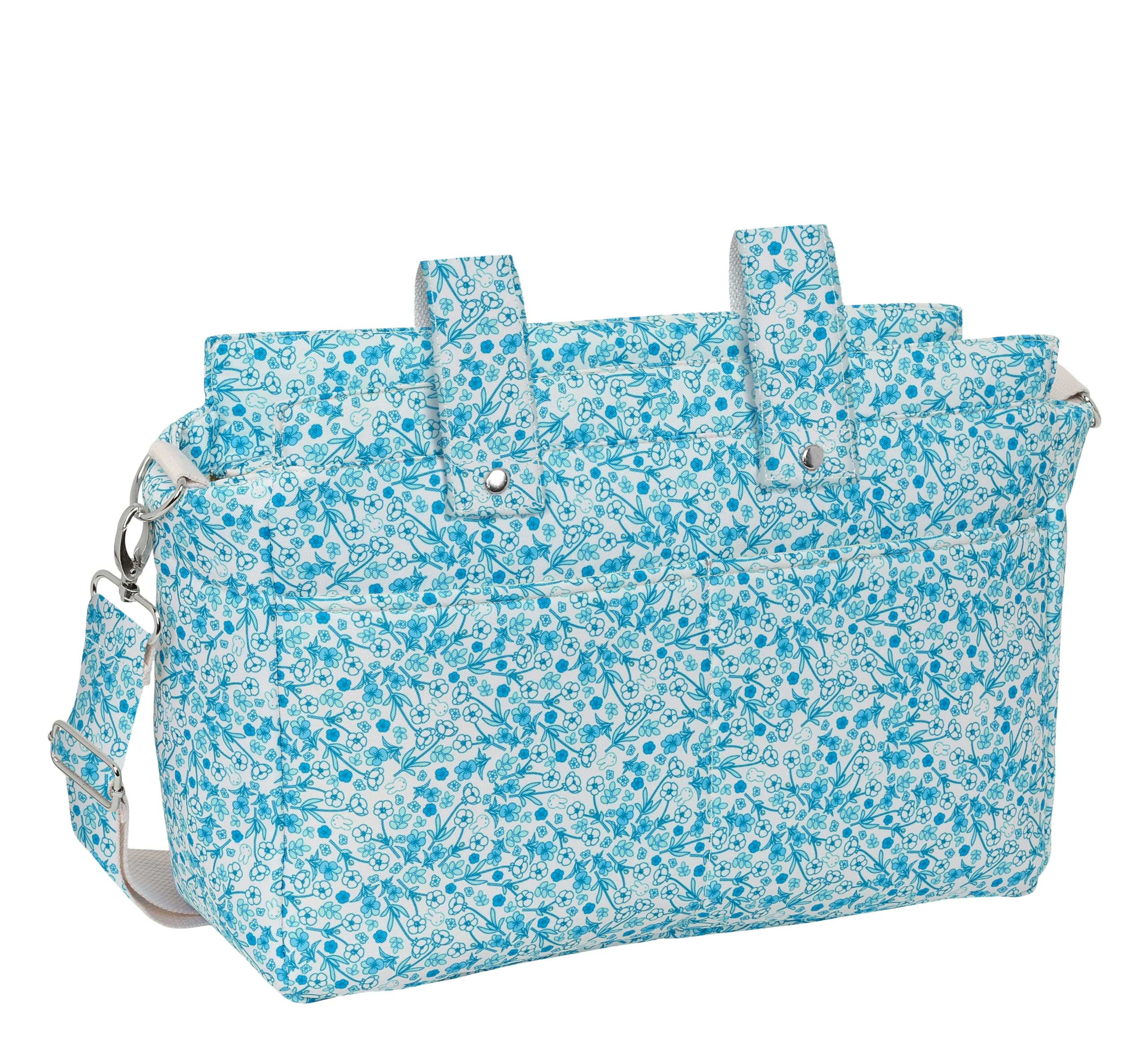 Safta MIFFY MUM GARDEN - Bolso Adaptable a Carrito de Bebé, Bolso de Bebé, Cómodo y Versátil, Calidad y Resistencia, 46x15x26 cm, Color Turquesa floral