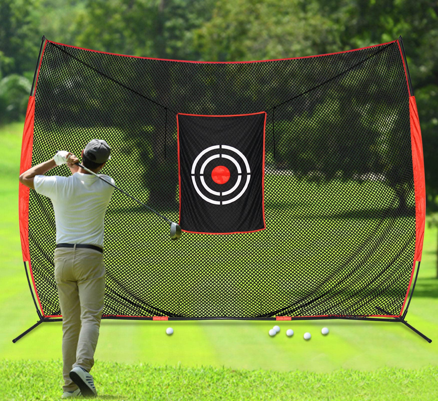 Golf Practice Hitting Nets for Backyard Driving Indoor Use Heavy Duty Practice Golf Driving Pitching Nets for Backyard Premium Portable Golfing Ball Netting Cages with Frame and Target